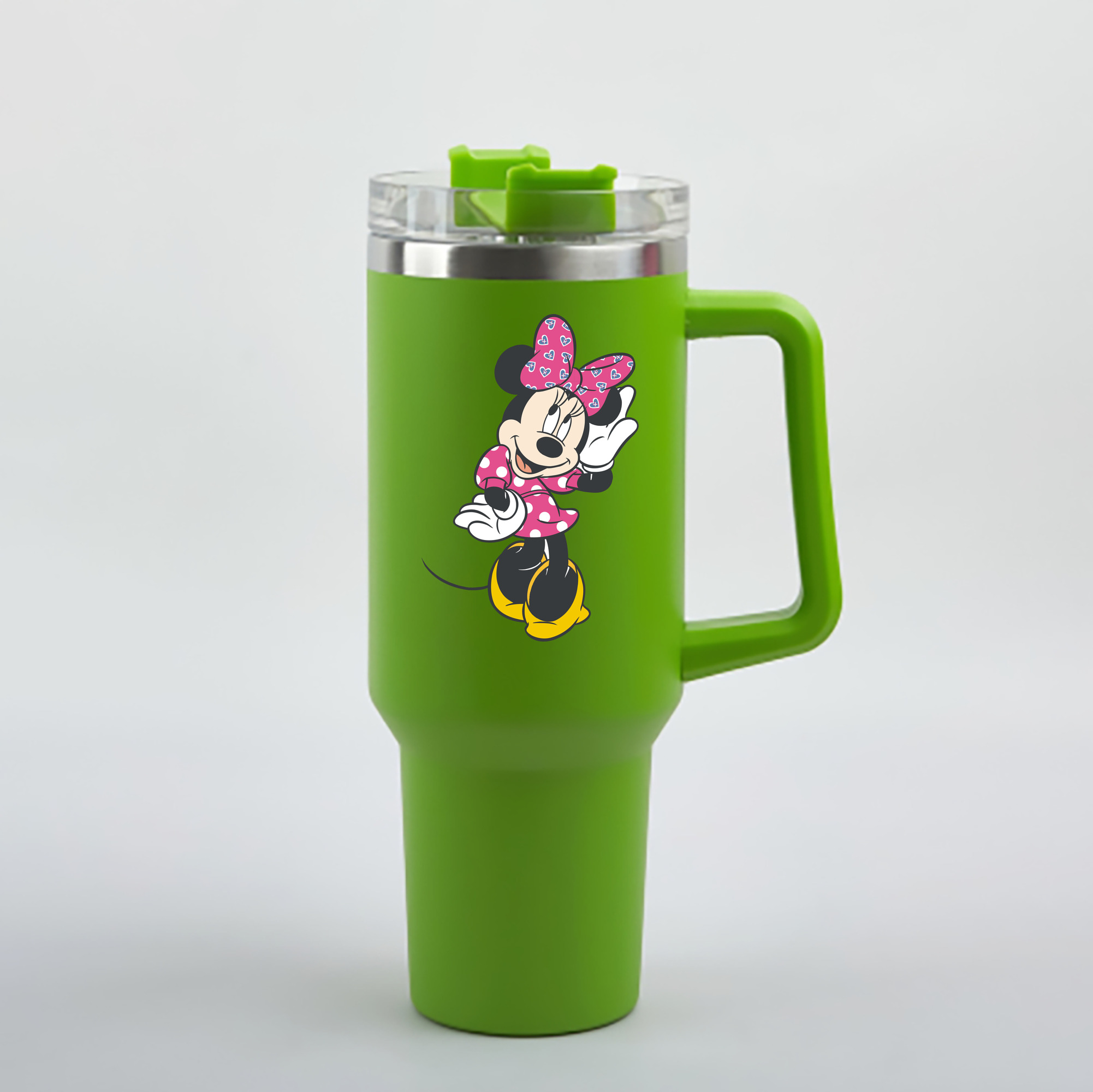 （画像用） ミッキーマウス Mickey Mouse 1200mL車用タンブラー - クリスタルステッカー（プラスチックストロー付き）